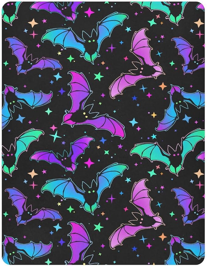 Halloween Bats Stars Crib Sheets Soft Breathable Fitted Baby Crib Sheets Mattress Cover for Girl Boys, 52" x 28" x 9"