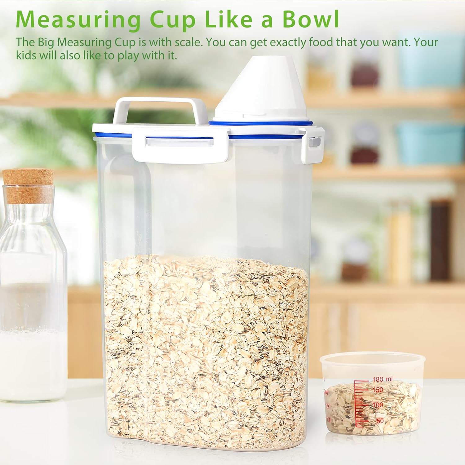Rice Storage Container, 3 to 5Lbs Dry Food Airtight Container, Pet Dog Cat Food Canister, BPA Free Clear Plastic Kitchen and Pantry Organization Bin for Oatmeal, Grain, Cereal, Pasta, Flour