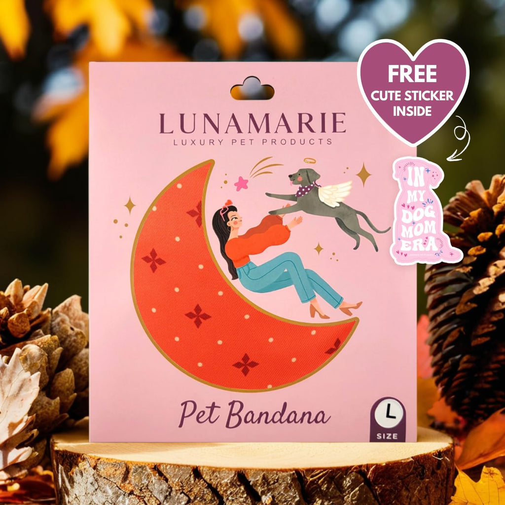 LunaMarie - Luxury Pet Birthday Bandanas -Premium & Silky Poly Fabric | 100% Handmade | Custom Shape Dual Layered (Ember, Small)
