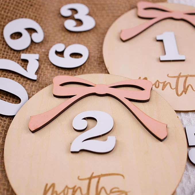 Daisy 3D Baby Monthly Milestone, Wooden Baby Milestone Signs, Monthly Milestone Wood Discs, Baby Milestone Discs (A24)