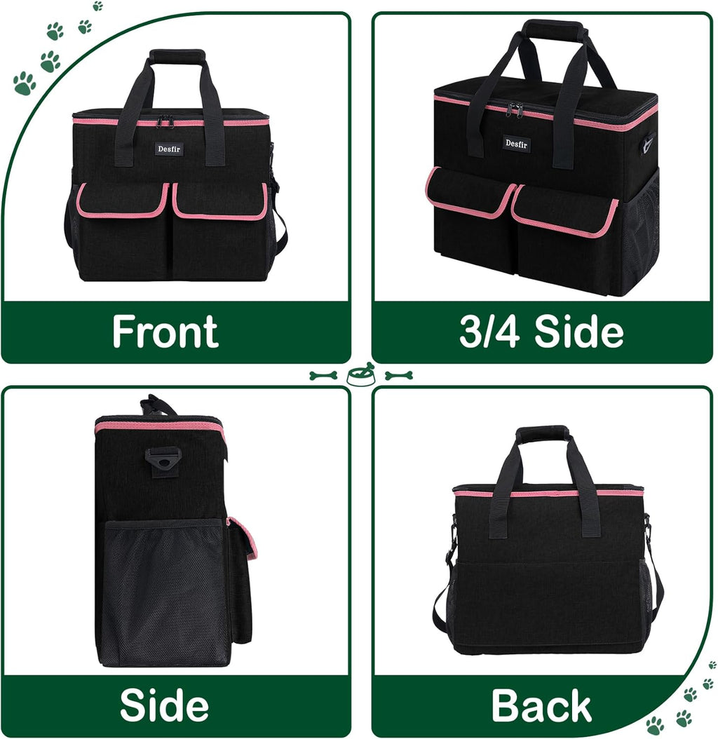 Large Pet Travel Bag Organizer - Dog & Cat Tote with Food Containers, Bowls, Feeding Mat, Perfect for Camping, Hiking (Multi-Pocket Design)
