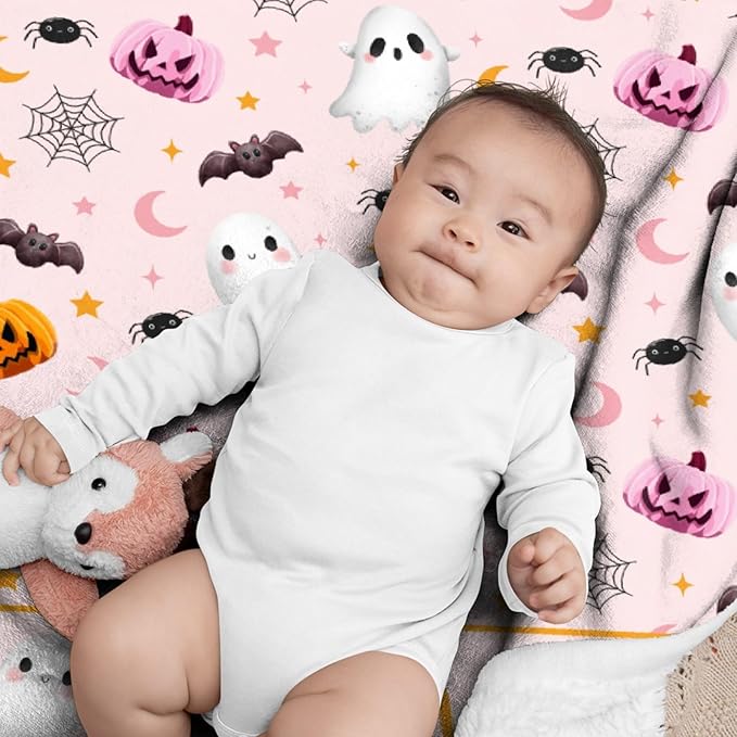 Custom Halloween Ghost Blanket | Personalized for Boys Girls | Plush Cozy Name Blanket | Halloween Decor Gifts | 60"x80"-Adults/Twin Size