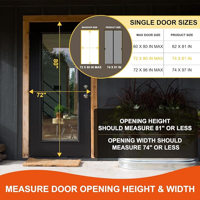 Reversible Left Right Side Opening Fiberglass Magnetic Screen Door, Fit Door - Image 2