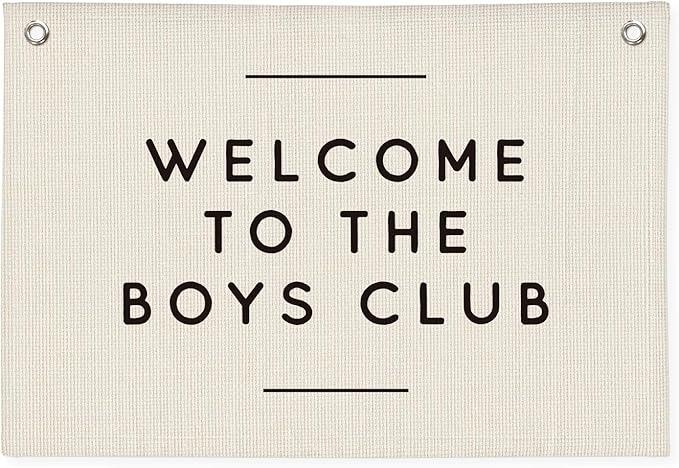 Boys Club Banner, Boys Playroom Kids Room Decor, Playroom Essentials, Linen Banner Kids Tapestry Wall Hanging Flag Decor for Toddler Boy Nursery