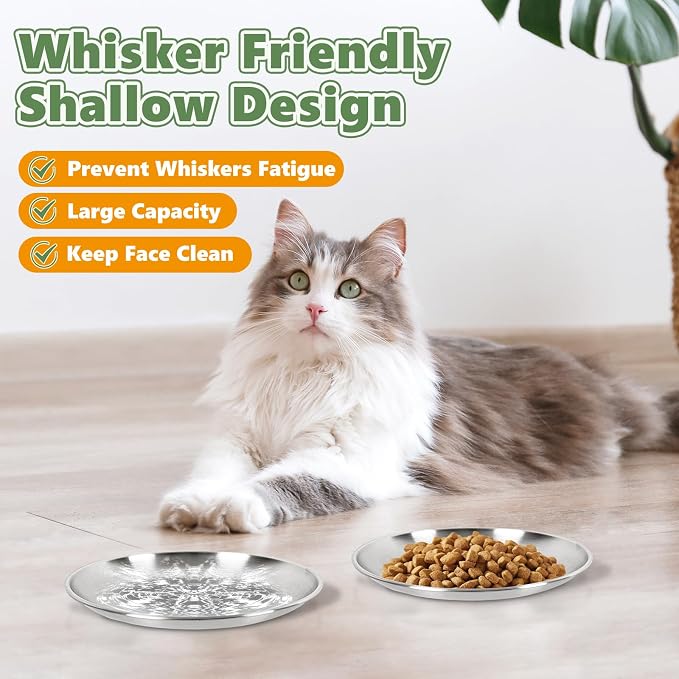 6-Pack Stainless Steel Cat Food Bowls, Shallow Whisker-Friendly Non-Slip - Image 2
