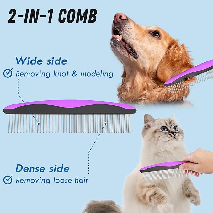 Docrok Pet Grooming Brush and Metal Comb Combo - Image 3