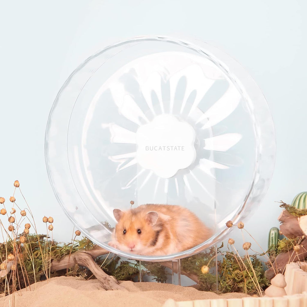 Bucatstate Hamster Exercise Wheel Super-Silent with Adjustable Base Dual-Bearing Cage Accessories Quiet Spinning Running Wheel for Dwarf Syrian Hamster Gerbils and Other Small Animals