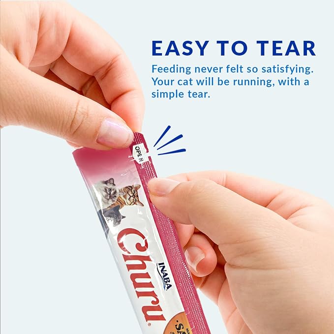 INABA Salmon Churu Cat Treats, Squeezable Creamy Purée Cat Treat - Image 3