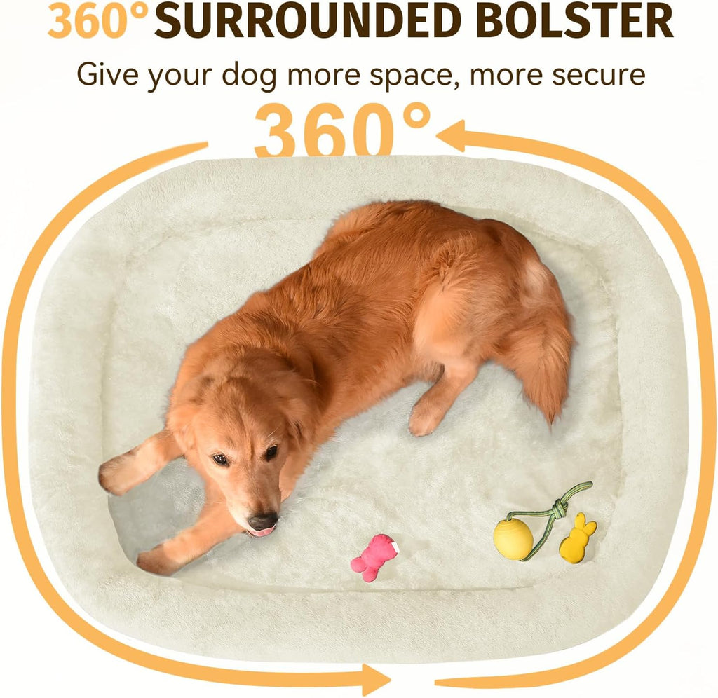 Orthopedic Waterproof Large Dog Bed: Memory FoamWashable Dog Bed with Bolsters - Removable Orthopedic Cover for Medium L XL Large Sized Pet - Non-Slip Bottom - Pink