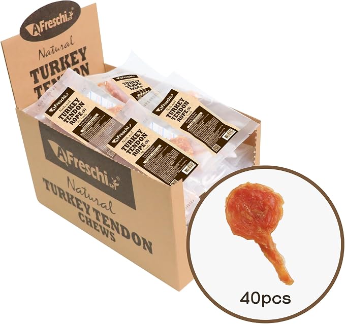 A Freschi srl Turkey Tendons for Dogs, USA-Sourced Human Grade, Rawhide-Free by AFreschisrl