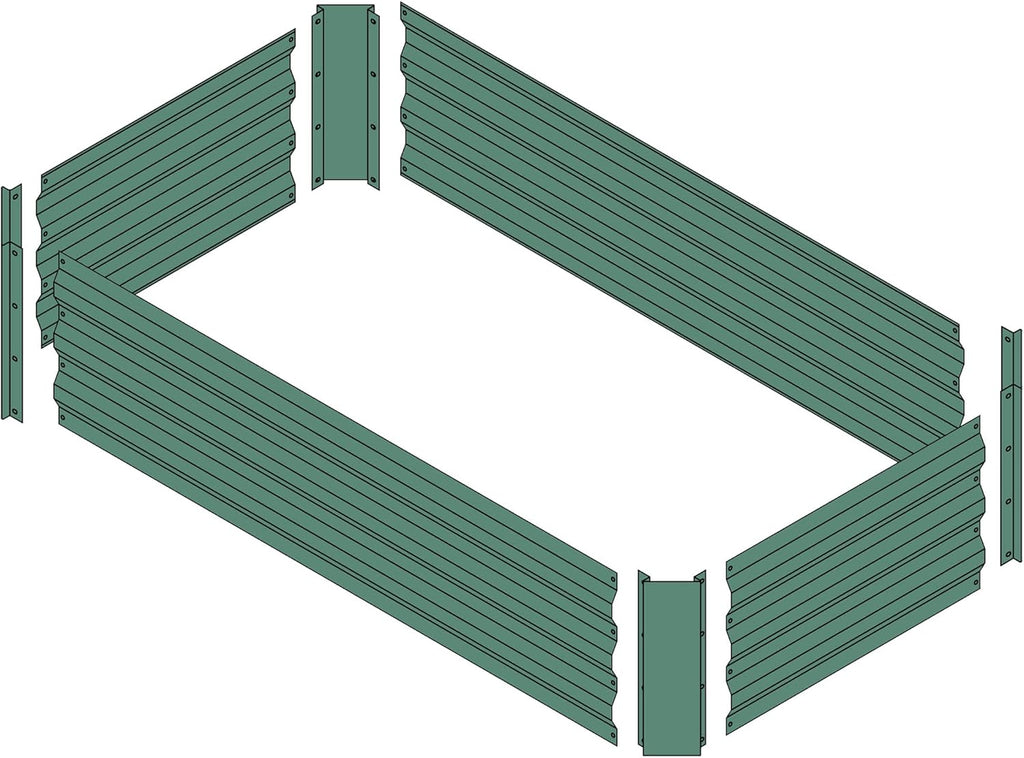 4x2x1ft Metal Raised Garden Bed Kit，Galvanized Garden Bed Box for Vegetables, Flowers, Herbs, and Succulents,60 Gallon Capacity - Green