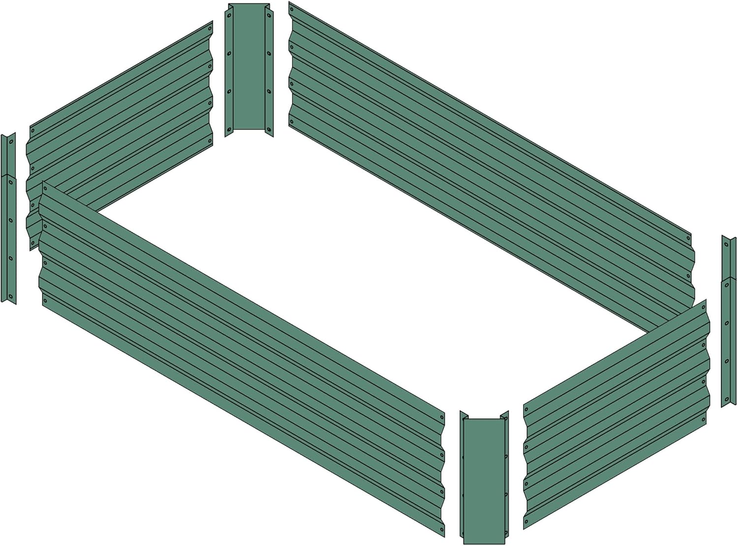 4x2x1ft Metal Raised Garden Bed Kit，Galvanized Garden Bed Box for Vegetables, Flowers, Herbs, and Succulents,60 Gallon Capacity - Green