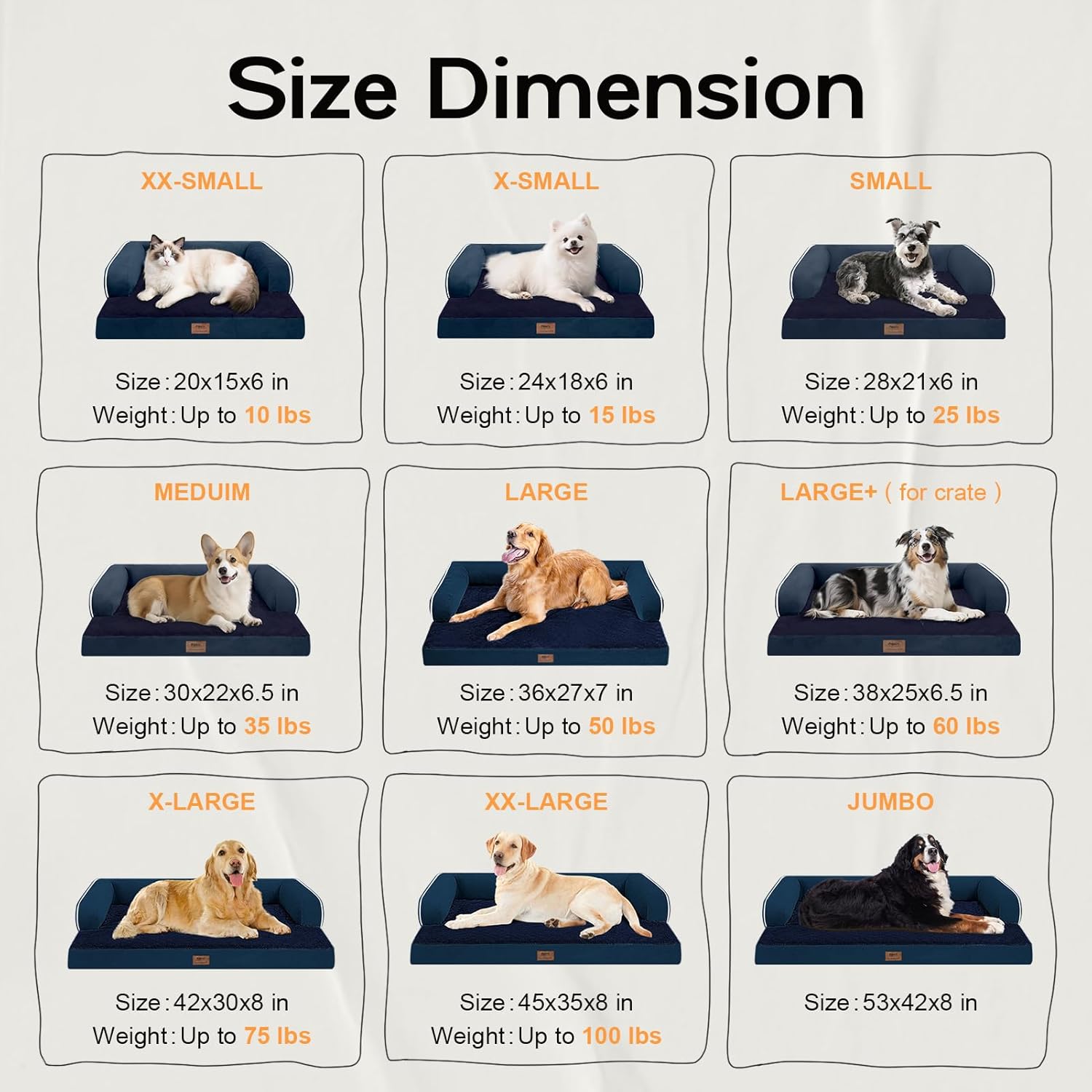 Small Dog Bed Waterproof Orthopedic Dog Beds for Medium Sized Dogs Comfy Pet Cat Bed with Sides, Washable Removable Cover