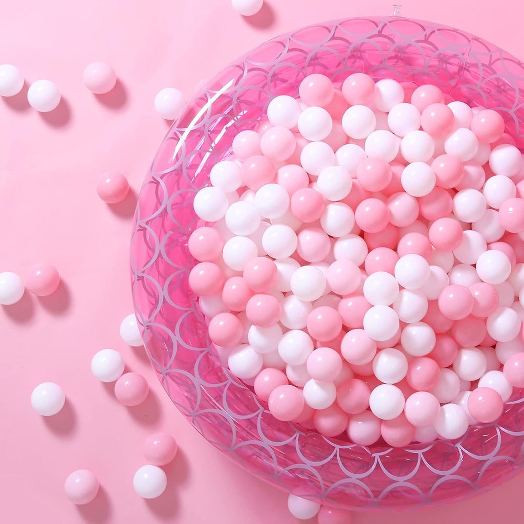 GOGOSO Ball Pit Balls 100 PCS for Toddles, Kids Plastic Balls for Ball Pit, Pool, Pink Party Accessories, Birthday Decoration, Crush Proof and Durable with Storage Bag