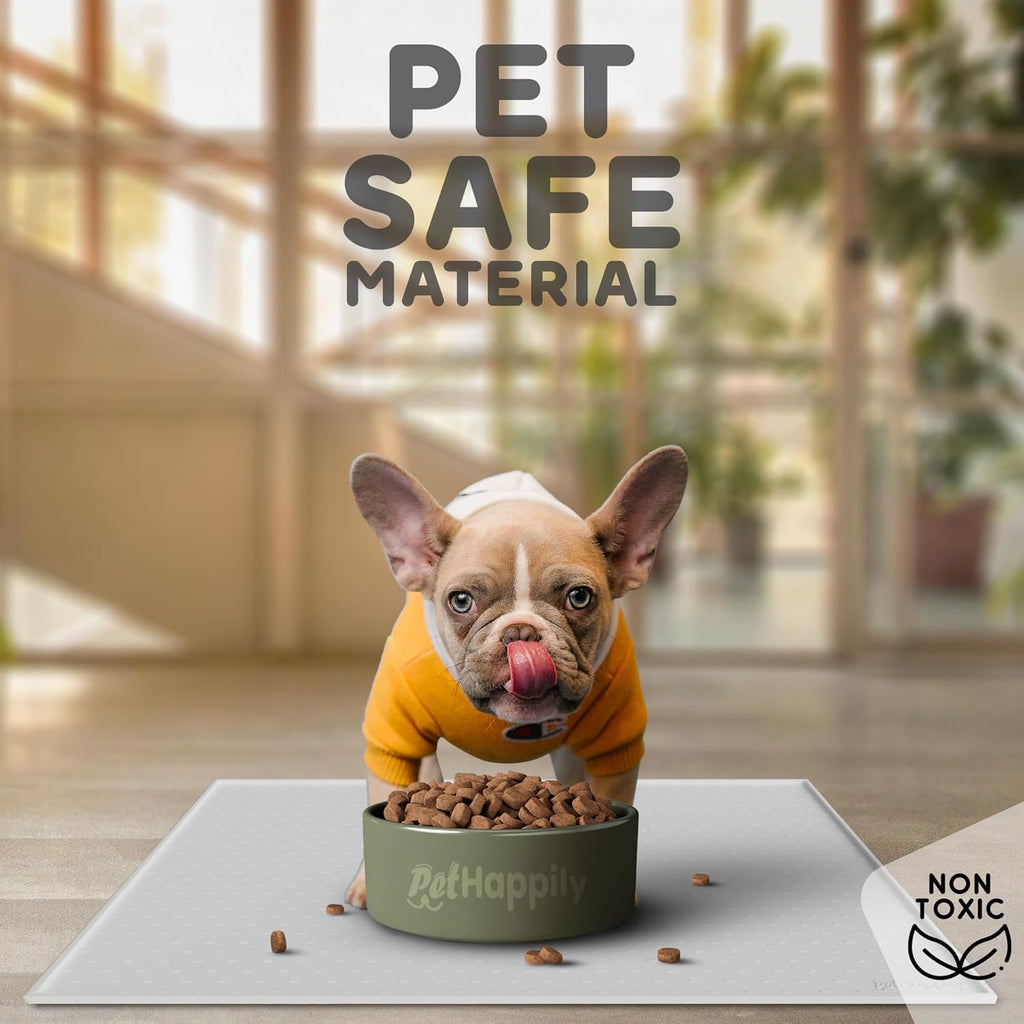 Dog Food Mat - Raised Edges Dogs Mat for Food and Water Prevent Spill, Waterproof Cat Food Mats Protect Floors, Easy Clean Dog Bowl Mats for Food and Water, Silicone Pet Food Tray