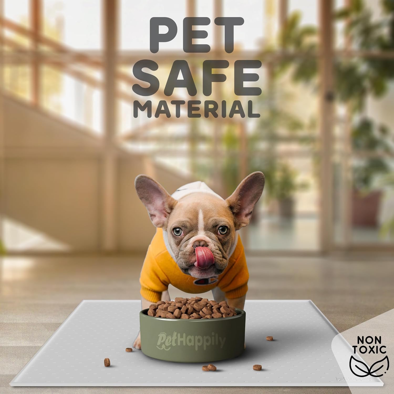 Dog Food Mat - 24x15 Raised Edges Dogs Mat for Food and Water Prevent Spill, Waterproof Cat Food Mats Protect Floors, Easy Clean Dog Bowl Mats for Food and Water, Silicone Pet Feeding Placemats Mist