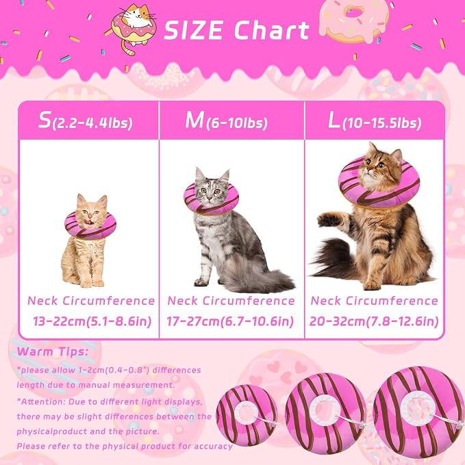 Cat Cone Collar Soft, Adjustable Cat Recovery Collars to Stop Licking, Cute - Image 2