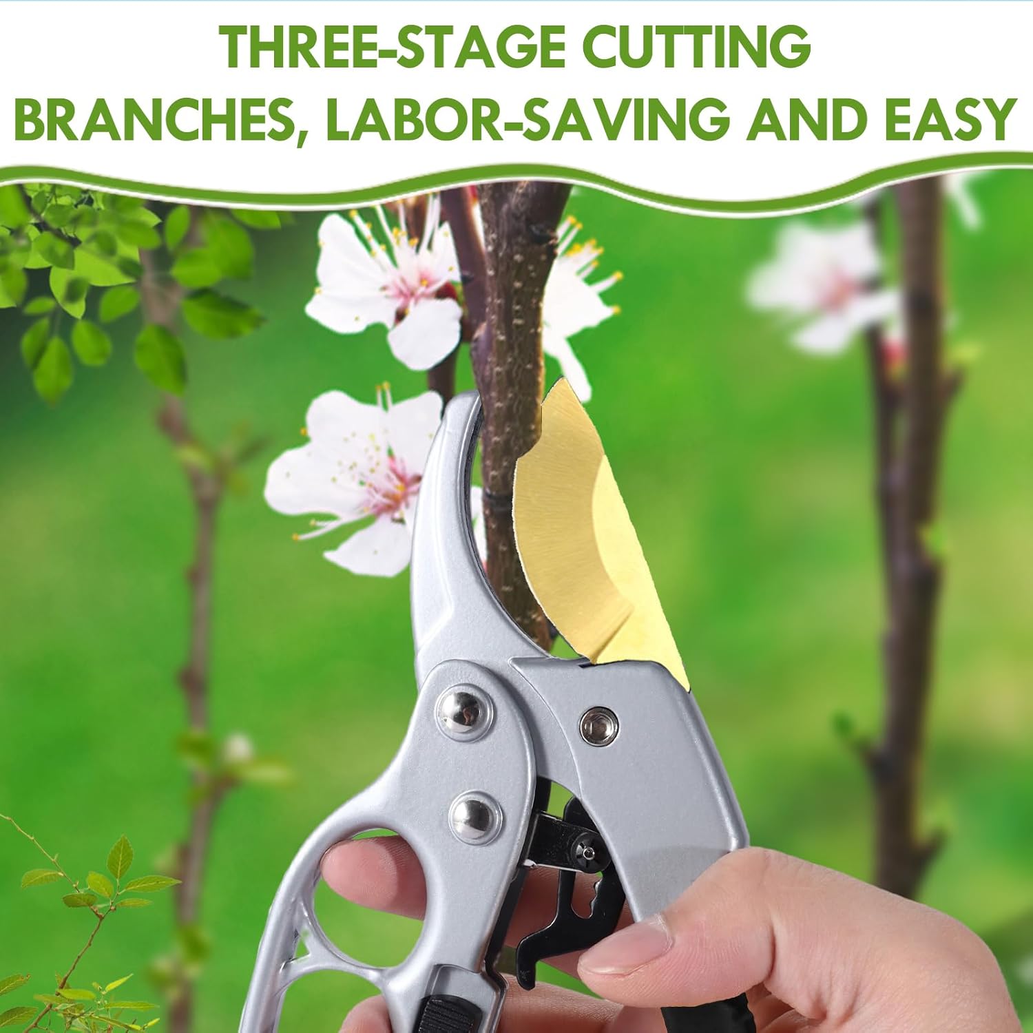 Ultra Sharp Germany Titanium Steel Pruning Shears - Cuts 3X Easier, Weak Hand Arthritis Snips, Rust-Resistant, Effortlessly 1-Inch Cut Capacity Garden Scissors, Ergonomic Handle