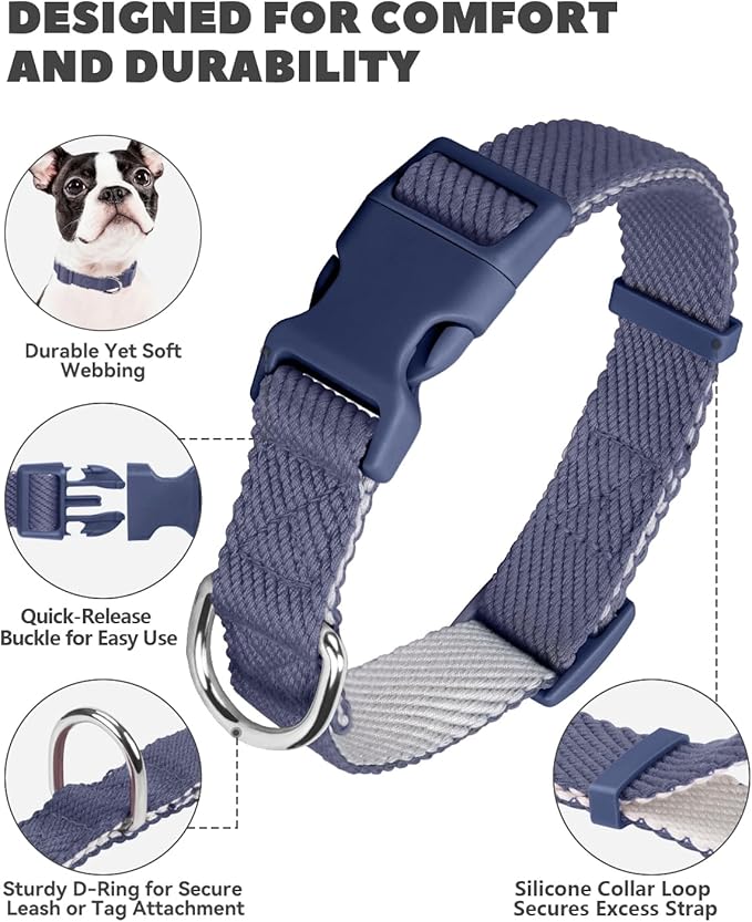 Dynmeow Soft and Breathable Cotton Dog Collar, Durable Adjustable Pet Collar - Image 7