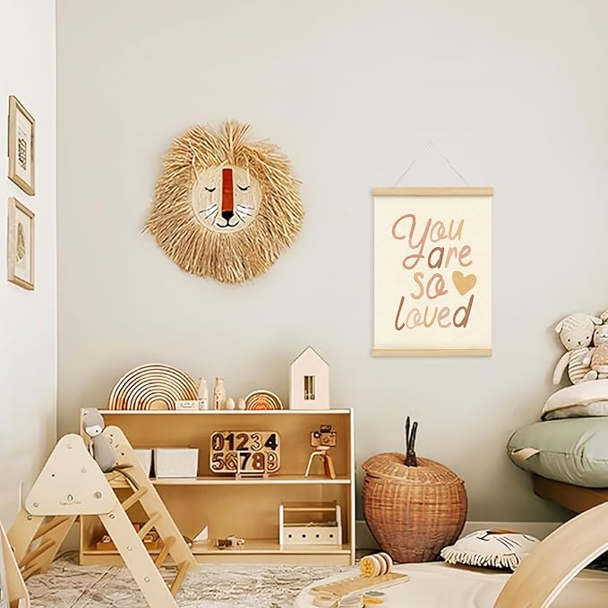 Mtrgdn Neutral Nursery Room Decor - You Are So Loved Poster Hanger Frame,Boho Baby for Kids Boy Girl Boho Wooden Frames,Motivational Wall Hanging Banner Decor for Nursery School 12x16 Inch