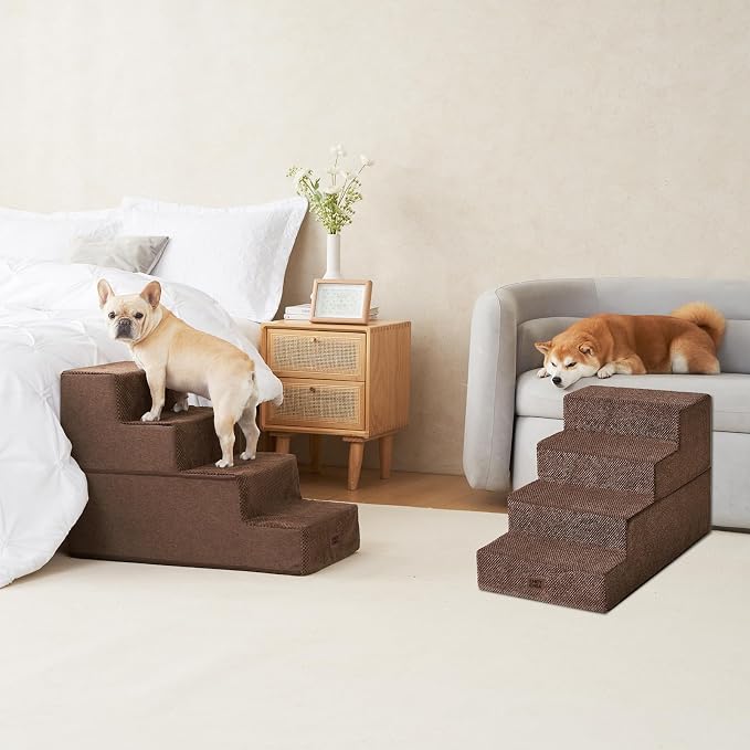 EHEYCIGA Dog Stairs for Bed 20" H, 4-Step Extra Wide Dog Steps for High Bed - Image 5