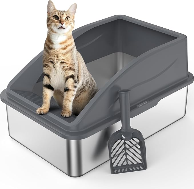 AIPERRO Stainless Steel Litter Box | XL Enclosed Cat Litter Boxs by AIPERRO