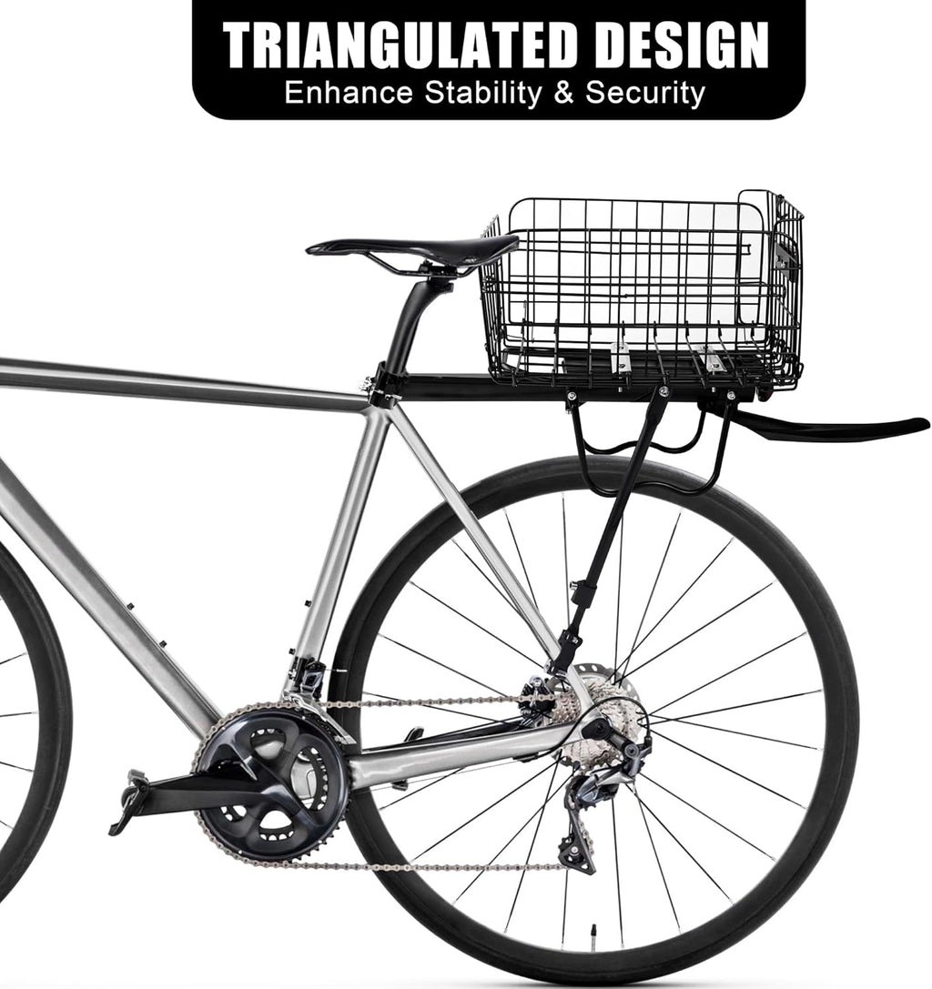 Aodaer Rear Bike Rack with Basket Quick Release Bike Rear Rack Heavy Duty Folding Bike Basket with Waterproof Bag & Cargo Net & Installation Tool