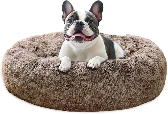JOLLYVOGUE Calming Dog Beds Large Sized Dog, 36in Donut Washable Large Pet Bed by JOLLYVOGUE