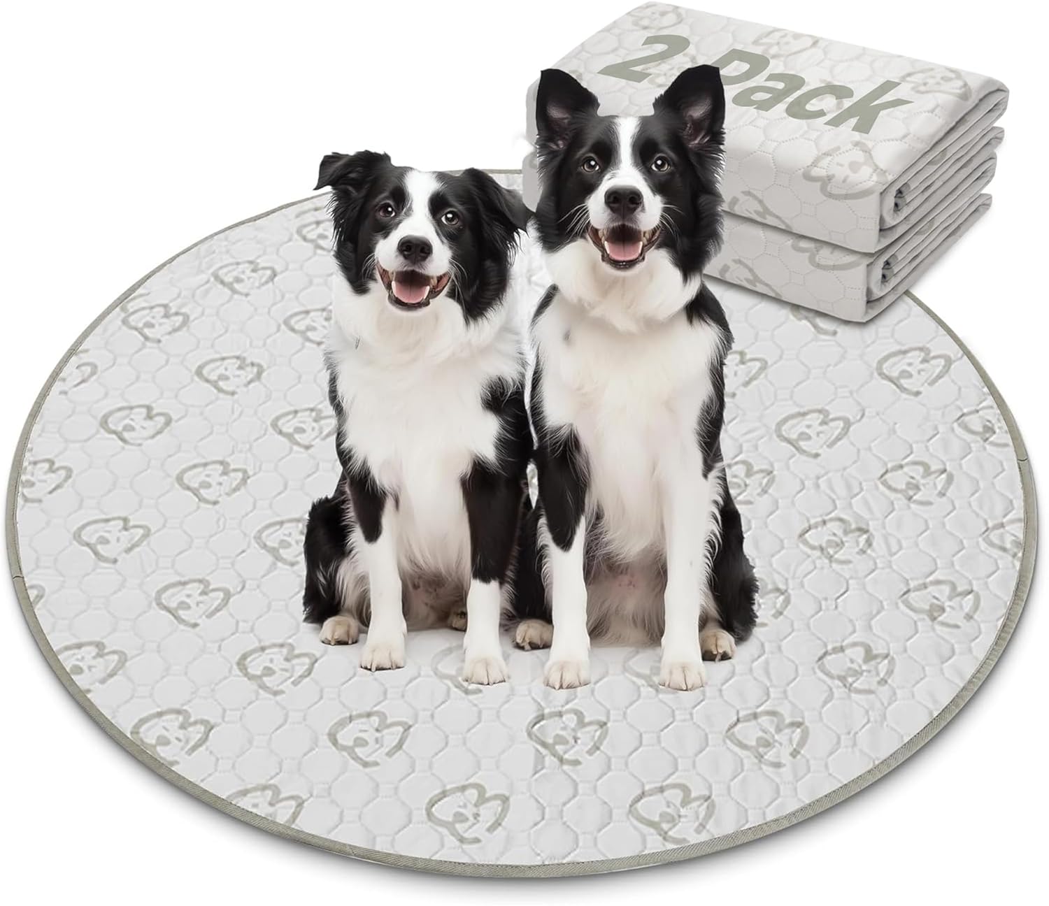 FXW Washable Pee Pads for Dogs, Puppy Pads with Super Absorbent, Specifically Designed for Whelping Box, 47" Round, Khaki, 2 Packs