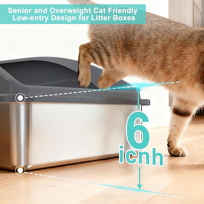 AIPERRO Stainless Steel Litter Box Extra Large - Image 4