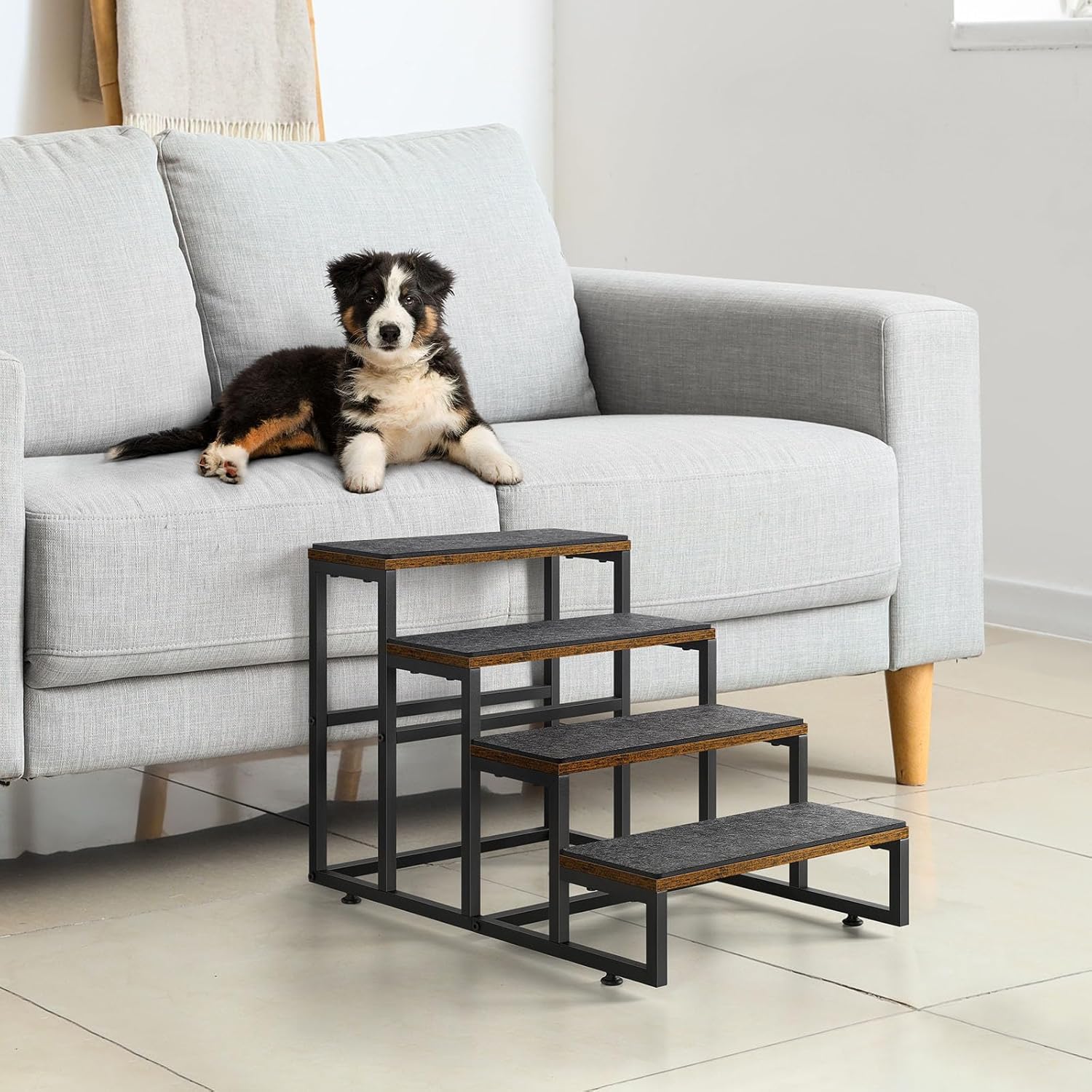 Dog Stairs for High Beds 4 Steps Dog Stairs for Small Medium Dogs Pet Stairs/Steps for Puppy, Cats, and Dogs, Easy to Walk on Dog Step for Beds and Cars