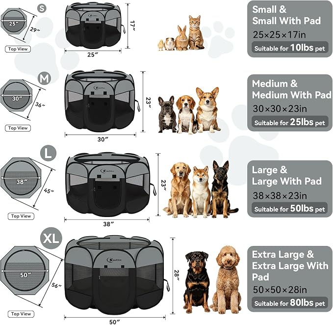 Siedihit Dog Cat Playpen with Washable Pee Pad, Puppy Pet Playpen Indoor - Image 2