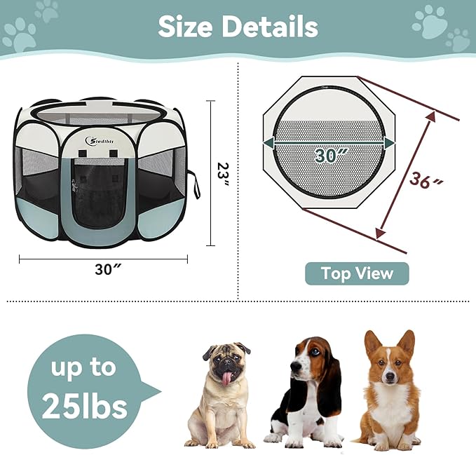 Siedihit Dog Playpen, Puppy Pet Playpen, Medium Dogs Tent Crates Cage - Image 3