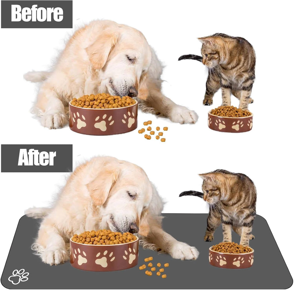 Large Pet Feeding Mat, Absorbent Quick Dry Dog Mat for Food and Water Bowl, Non Skid Cat Bowl Mat, No Stains Quick Dry for Pet Water Dispenser Pet Supplies for Messy Drinkers