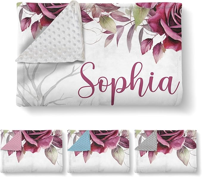 Custom Baby Blanket with Name, Double Layer Soft Dot Back Personalized Baby Blanket for Boys Girls, Woodland Blanket for Newborn Toddler, Customized Swaddle for Kids Birthday Gifts(30”x40)