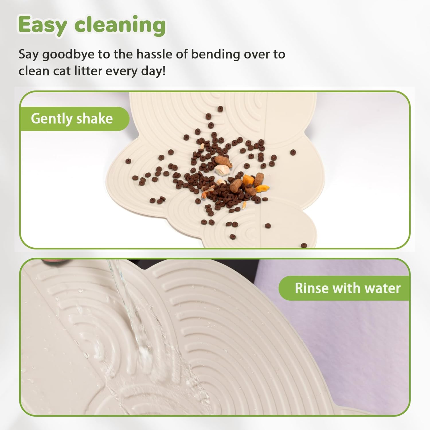 Li&Zhao Dog Food Mat - Cloud Cat Food Mat Pet Food Mat Dog Bowl Mat Waterproof Pet Mats for Food and Water for Floors Waterproof(Beige)