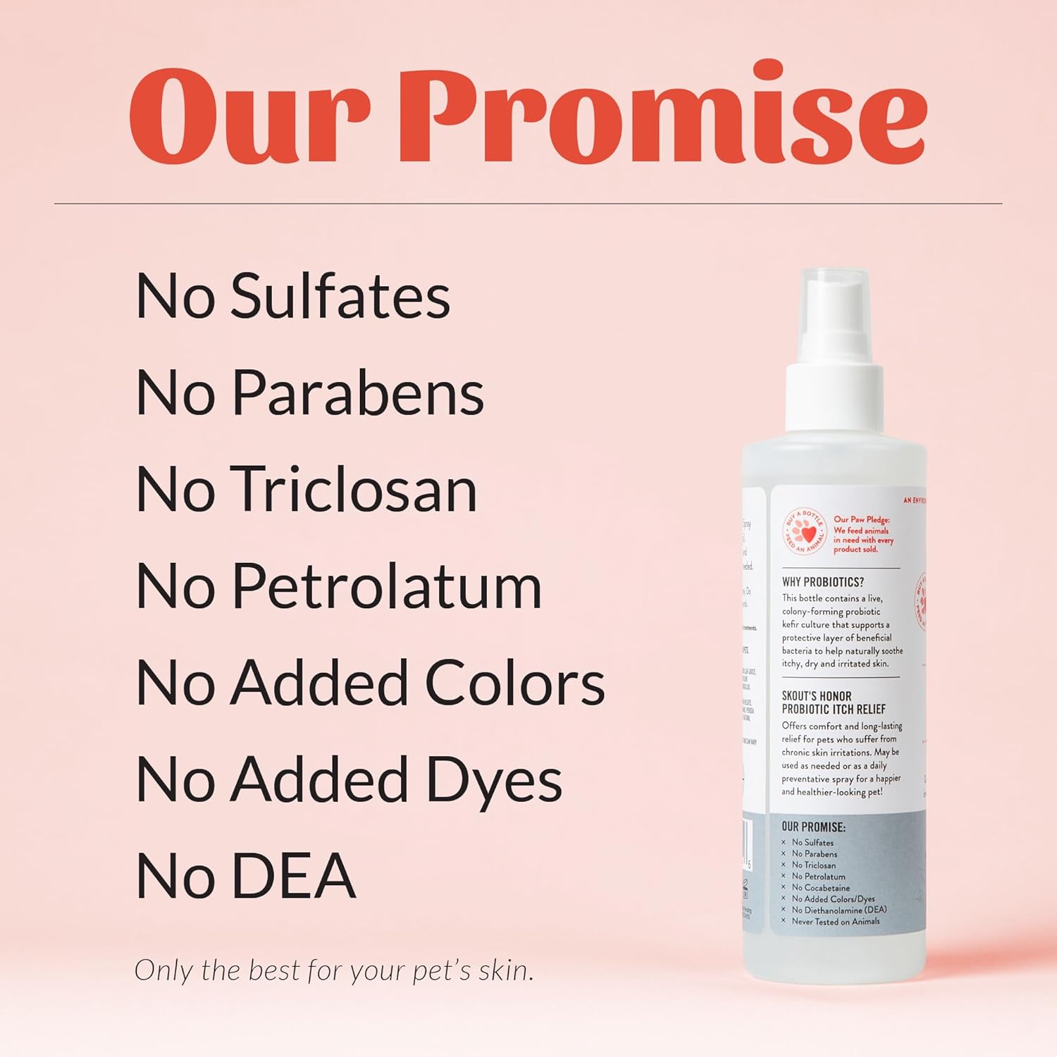 SKOUT'S HONOR Probiotic Itch Relief Spray for Pets - Non-Medicated, Fragrance-Free, Natural, Vegan, Long-Lasting Relief, with Soothing Aloe & Avocado Oil, 8 oz, 2-Pack