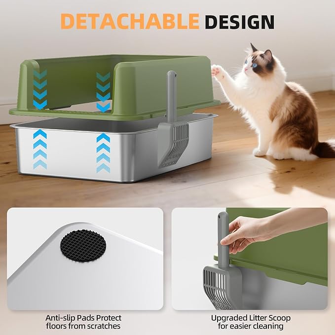 WoofiGo Enclosed Stainless Steel Cat Litter Box - Image 6