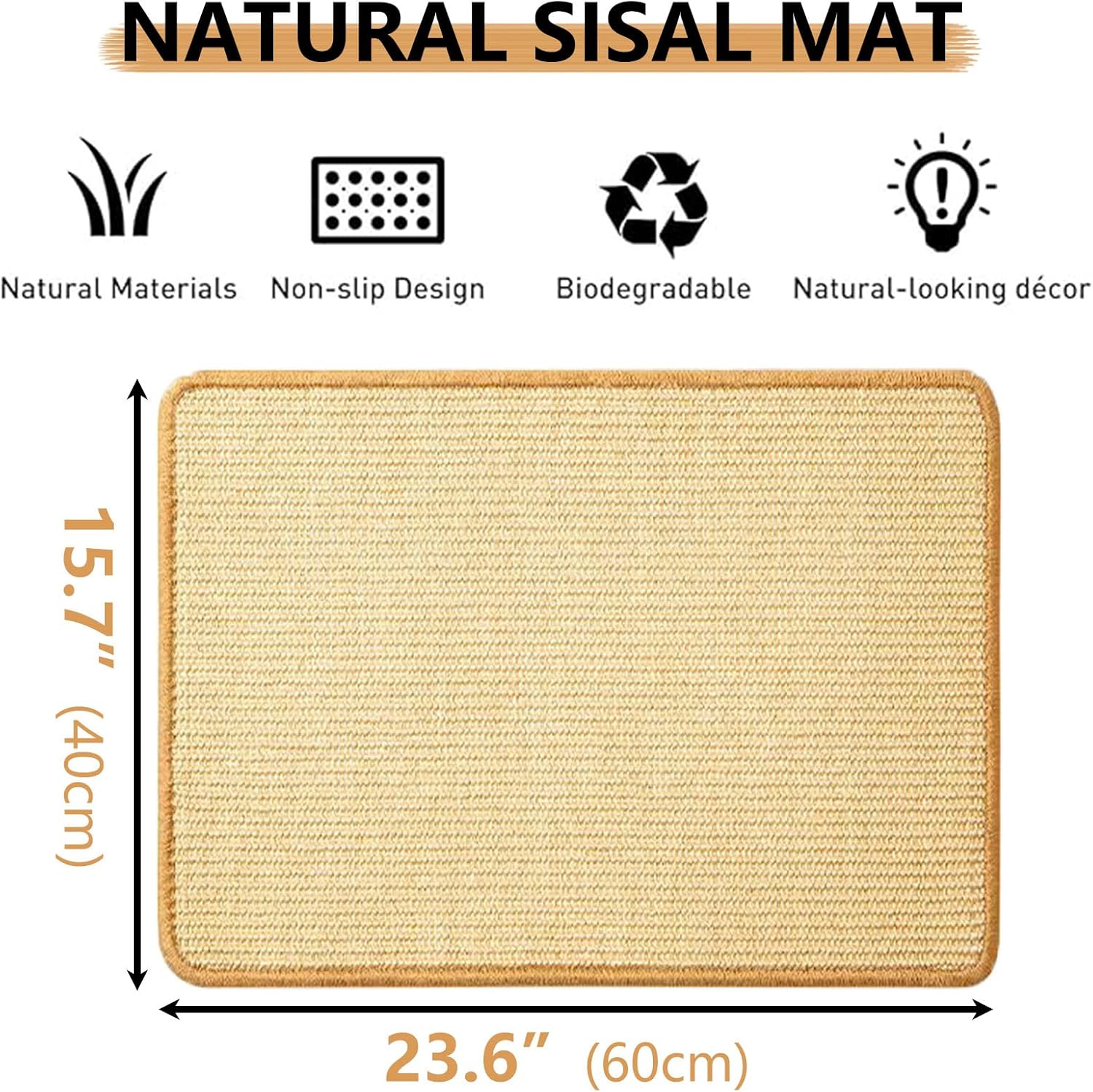 2PCS Rabbit Scratch Mat Natural Bunny Scratching Pad Claws and Teeth Care Rabbit Mats for Cages Chew Toys for Bunny Pet Cage Bedding for Biting Sleeping Nesting, 24x16