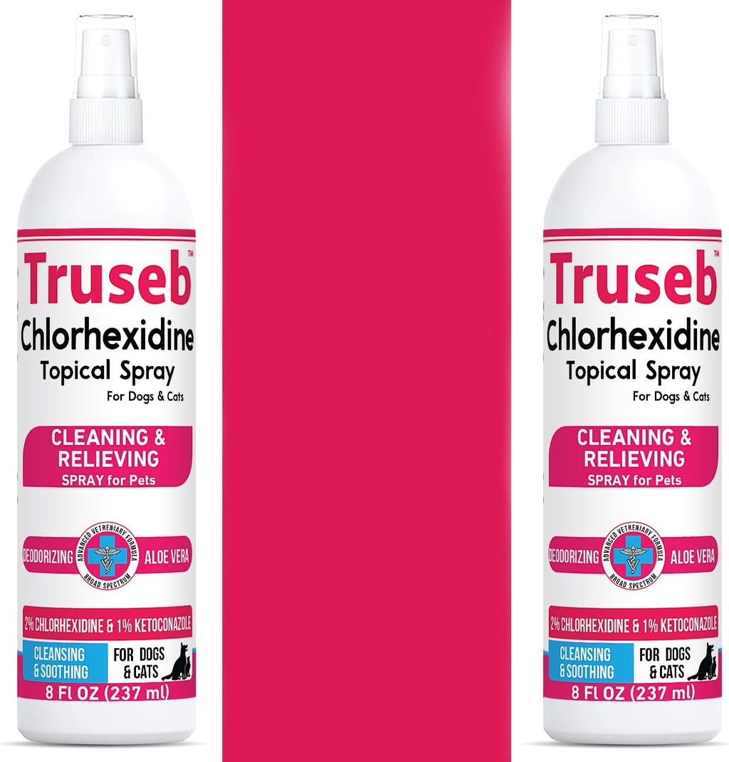 Truseb Topical Ketoconazole and Chlorhexidine Spray for Dogs, Cats, and Horses with Essential Fatty Acids, Aloe and Vitamin E- 16 oz (Ketoconazole & Chlorhexidine Spray, 16 oz)