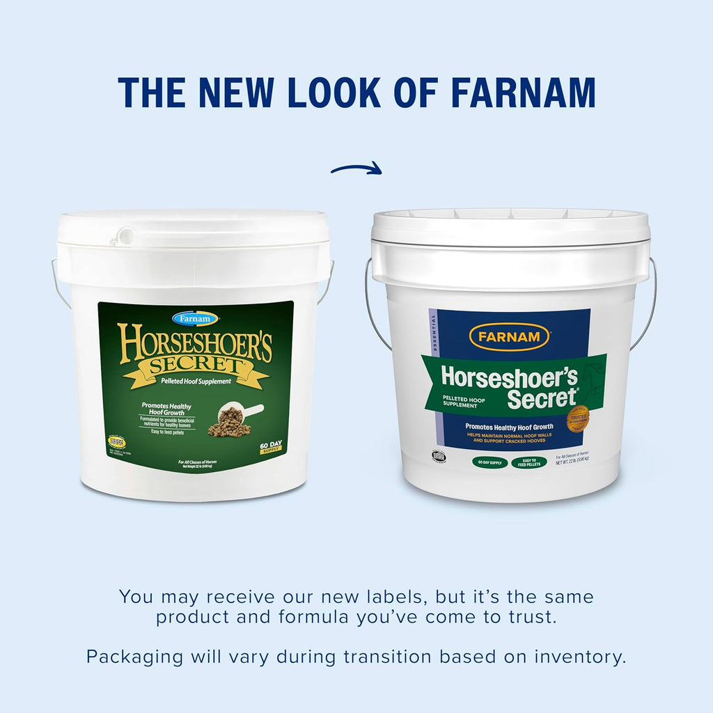 Farnam Horseshoer's Secret Pelleted Hoof Supplement for horses promotes healthy hoof growth, 22 lb., 60 day supply