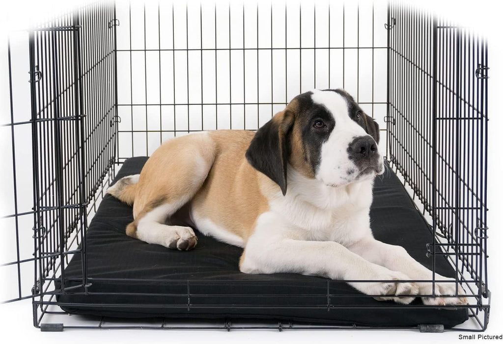 K9 Ballistics Tough Ripstop Orthopedic Dog Crate Bed - Durable Pad with Washable Cover, for Wire Crates, Tie-Downs Included, Size: Small 29"x18", Light Gray Velvet