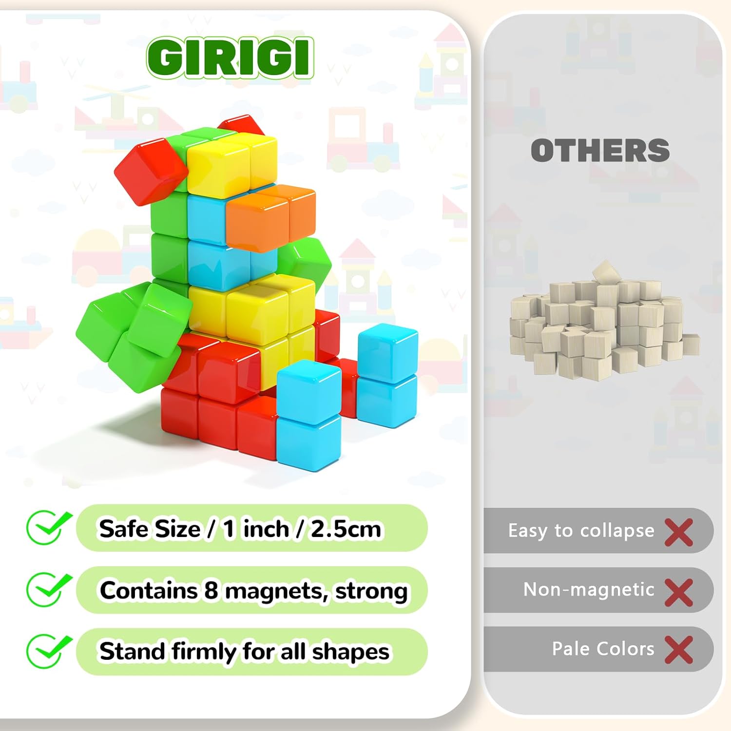 40pcs Magnetic Blocks for Toddler Toys, Magnetic Cubes Building Blocks Classroom Must Haves, STEM Preschool Sensory Magnet Toys for 3 4 5 6 Year Old Boys and Girls