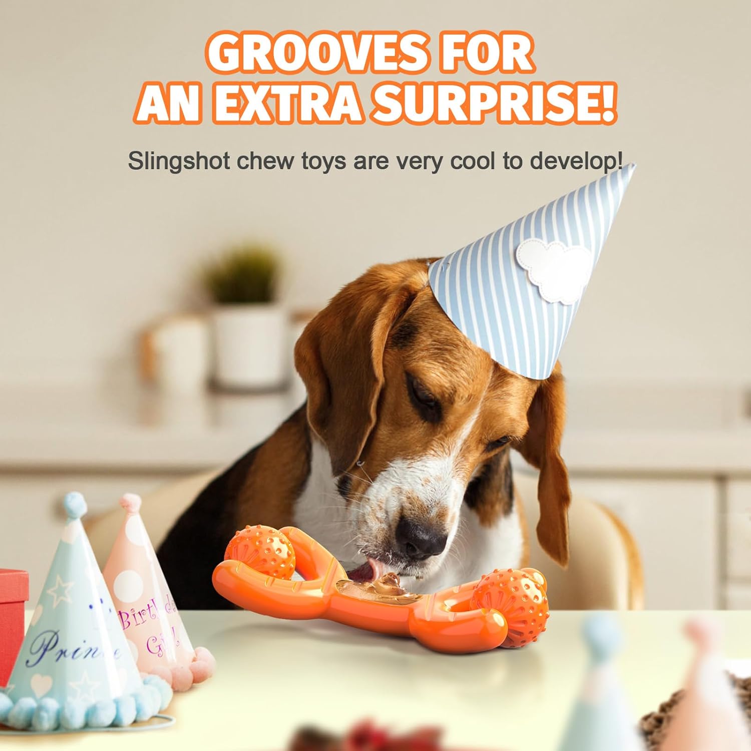 Indestructible Dog Toys for Aggressive Chewers - Heavy Duty Chew Proof Durable Toy for Large Breed Dogs, Interactive Tough Nylon Bone for Boredom Relief & Mental Stimulation,Orange