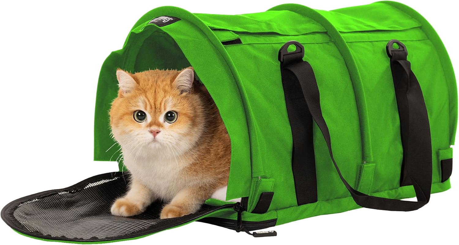 SturdiBag Pro 2.0 Pet Travel Carrier for Cats and Dogs | Soft Sided Pet Carrier Bag with Safety Clips and Seatbelt Straps for Car Travel | XL, Lime