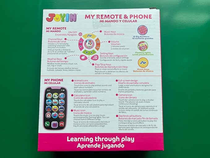 JOYIN Baby Learning Phone and Remote Toy for Toddler, Pink Smartphone Toys with Music for Infants, Kids, Holiday Stocking Stuffers, Birthday Gift for Girls, Gifts for Christmas