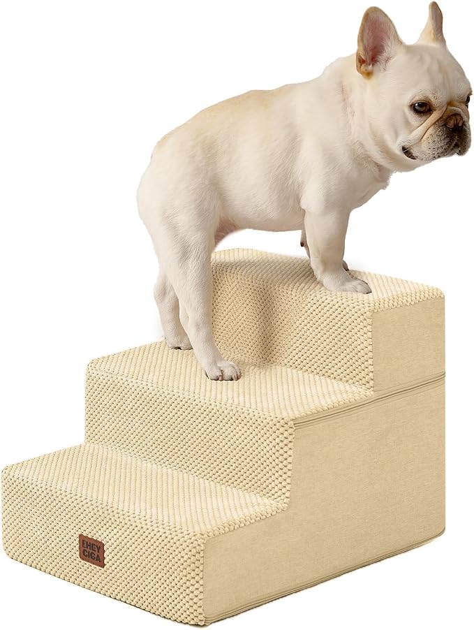 EHEYCIGA Dog Stairs for Small Dogs 13.5" H, 3-Step Dog Steps for Couch Sofa and by EHEYCIGA