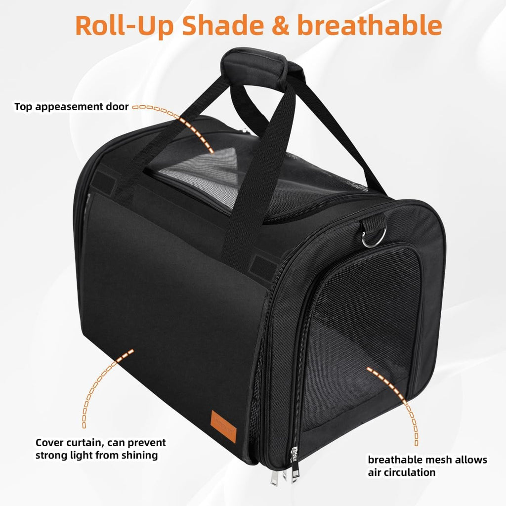 TWDEPART Cat Carrier Backpack - Multifunctional, Firm & Foldable with Roll-Up Shade, Breathable Design Includes Collapsible Bowl & Cushion (Black)