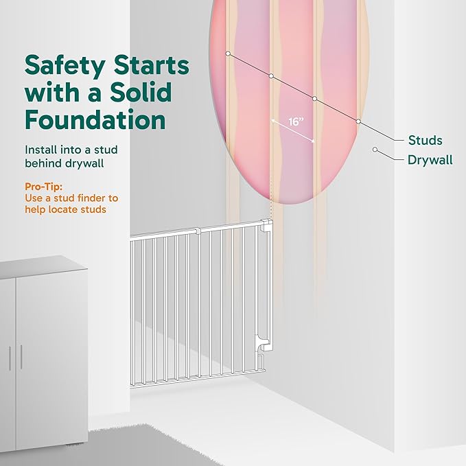 Cumbor 29.2–43" Baby Gate for Stairs, Wall-Mounted, Expandable No Bottom Bar - Image 5