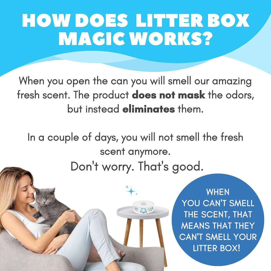 Cat Litter Deodorizer Jar (1 Fresh Scent and 1 Fragrance Free, 16 Oz, Pack of 2) - Cat Litter Odor Absorber Gel - Litter Box Pet Air Freshener - Litter Odor Eliminator to Freshen Air